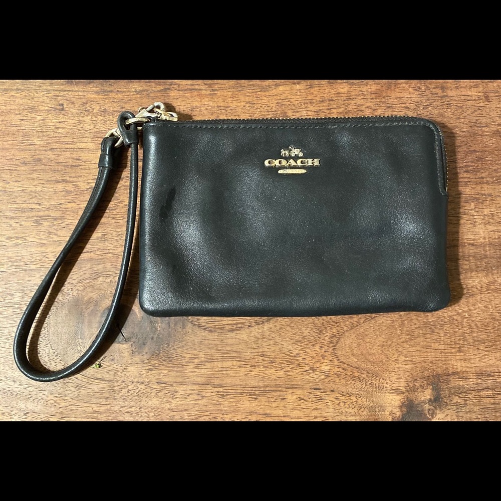 Coach Corner Zip Wristlet- Leather
